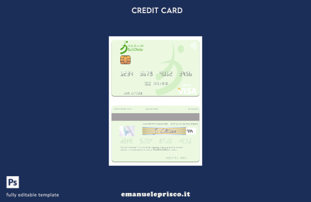 modello di carta di debito visto Oman Bank Dhofar in stile verificato